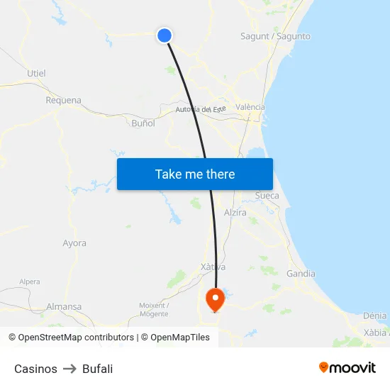 Casinos to Bufali map