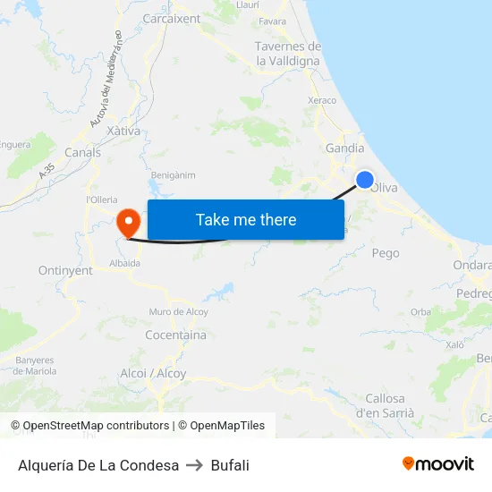 Alquería De La Condesa to Bufali map