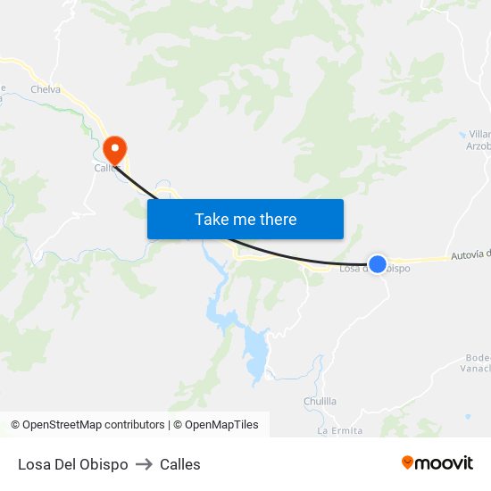 Losa Del Obispo to Calles map