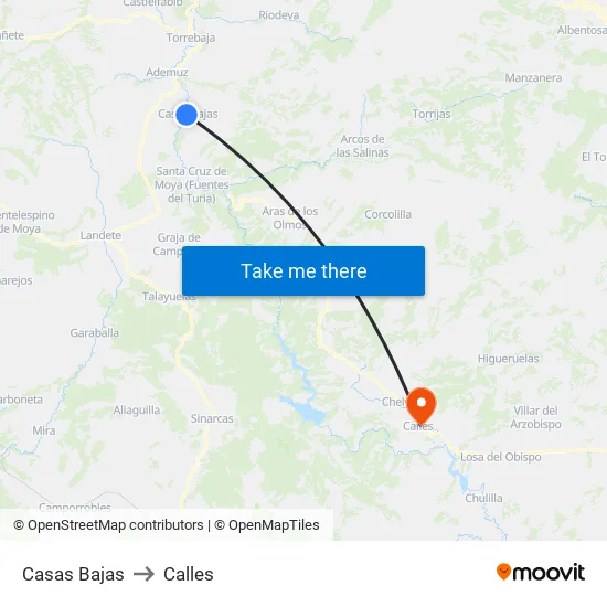 Casas Bajas to Calles map