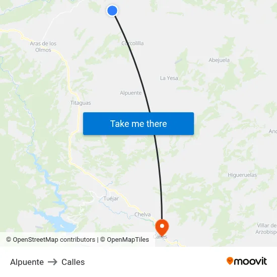 Alpuente to Calles map