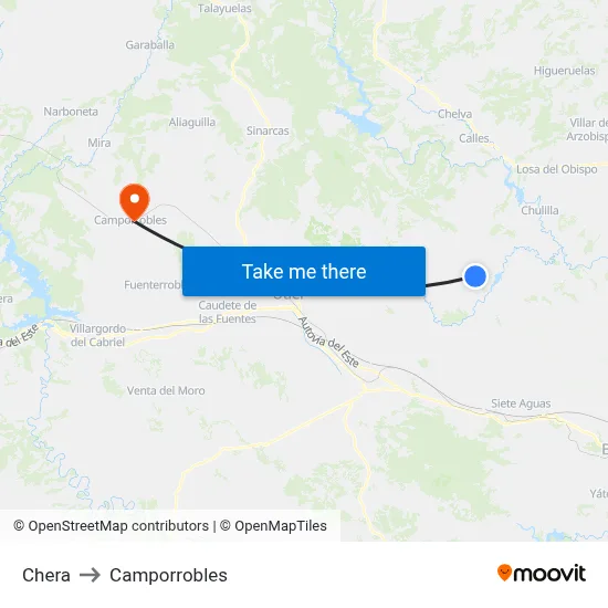 Chera to Camporrobles map