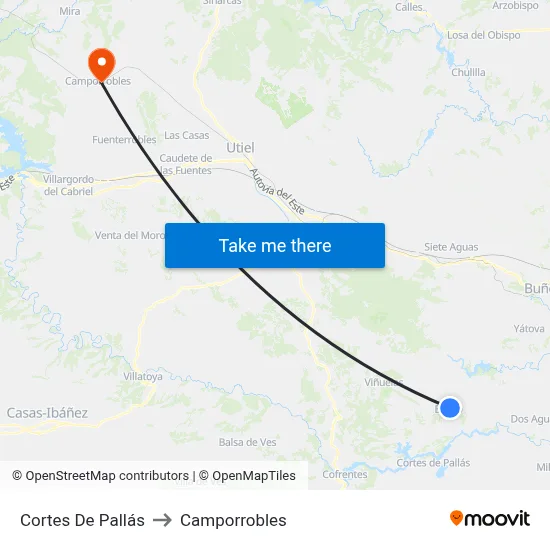 Cortes De Pallás to Camporrobles map