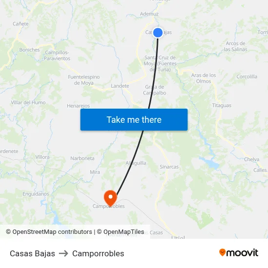 Casas Bajas to Camporrobles map