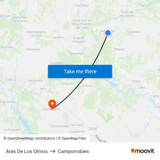 Aras De Los Olmos to Camporrobles map