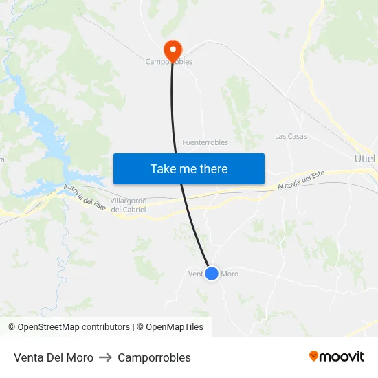 Venta Del Moro to Camporrobles map