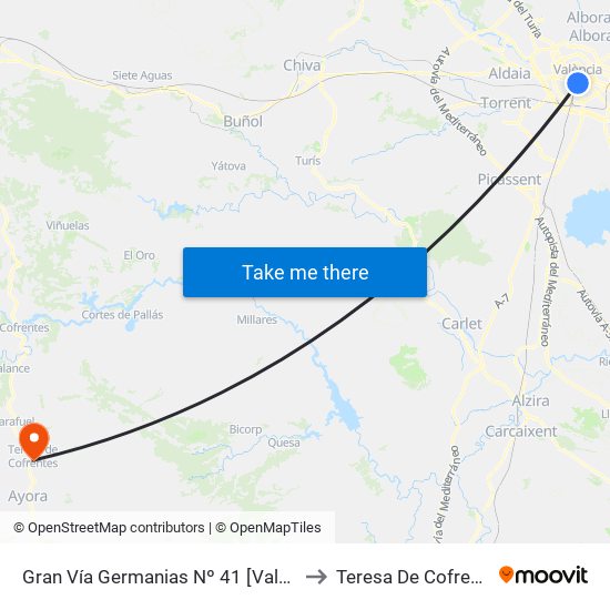 Gran Vía Germanias Nº 41 [València] to Teresa De Cofrentes map