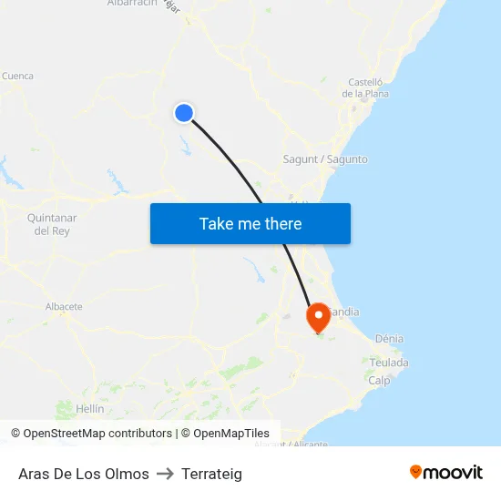 Aras De Los Olmos to Terrateig map