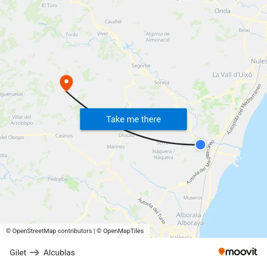 Gilet to Alcublas map
