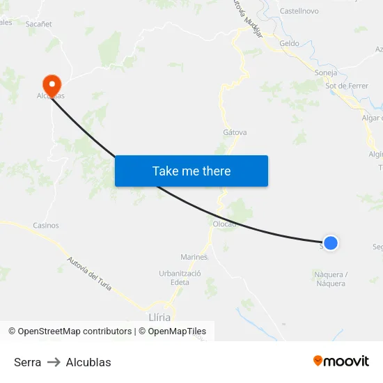 Serra to Alcublas map