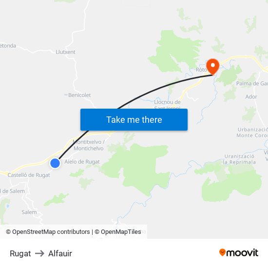 Rugat to Alfauir map