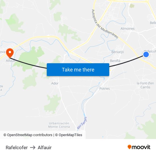 Rafelcofer to Alfauir map