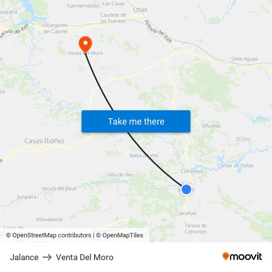 Jalance to Venta Del Moro map