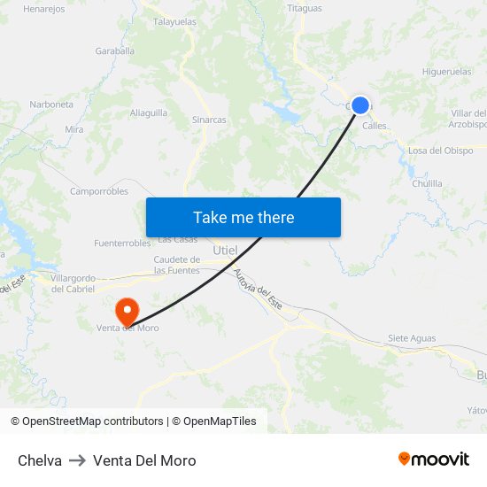 Chelva to Venta Del Moro map