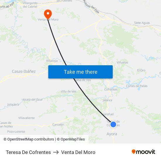 Teresa De Cofrentes to Venta Del Moro map