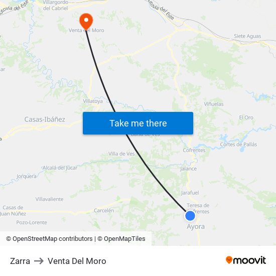 Zarra to Venta Del Moro map