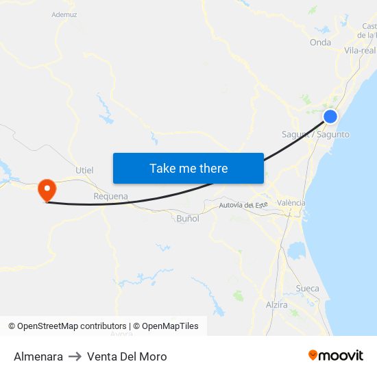 Almenara to Venta Del Moro map