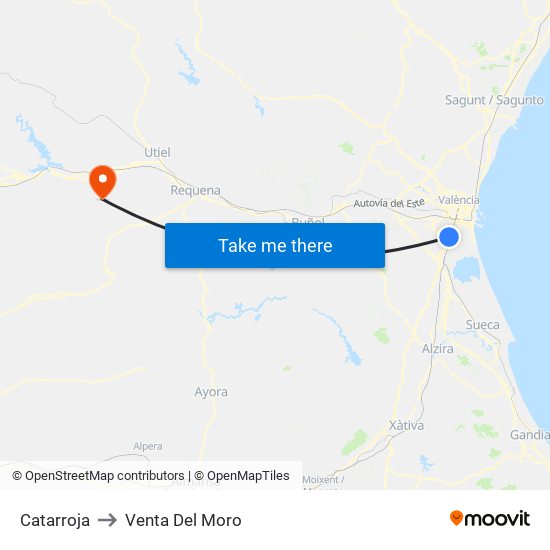 Catarroja to Venta Del Moro map