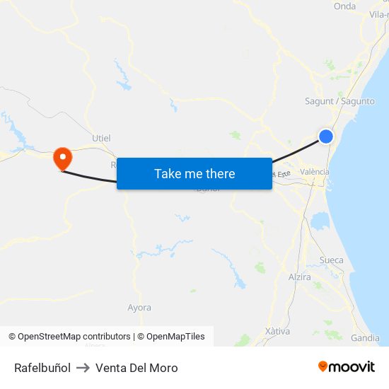 Rafelbuñol to Venta Del Moro map