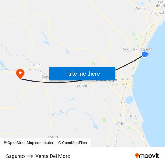 Sagunto to Venta Del Moro map