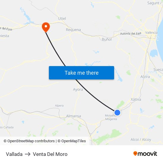 Vallada to Venta Del Moro map