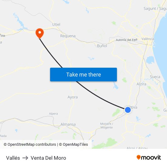Vallés to Venta Del Moro map