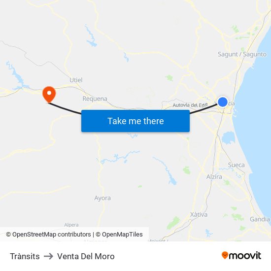 Trànsits to Venta Del Moro map