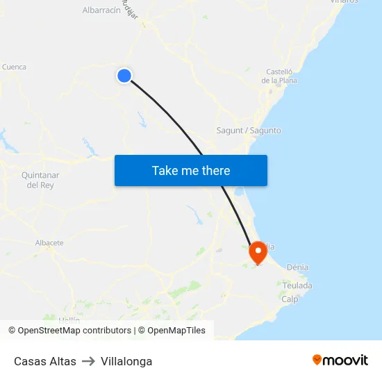 Casas Altas to Villalonga map