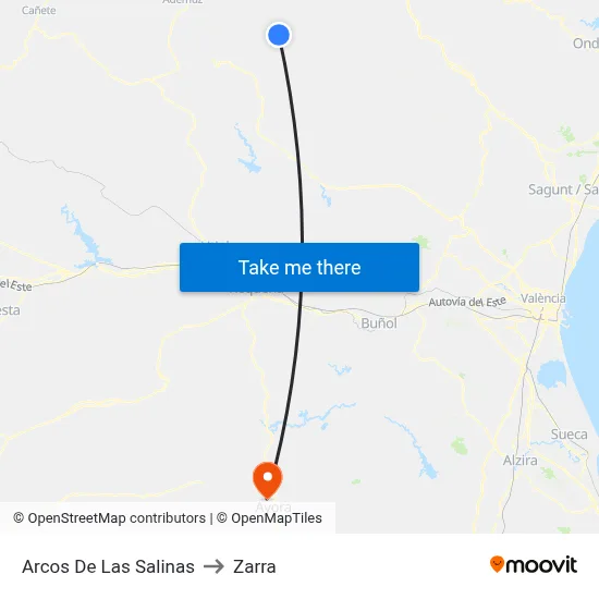 Arcos De Las Salinas to Zarra map