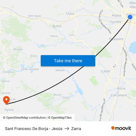Sant Francesc De Borja - Jesús to Zarra map