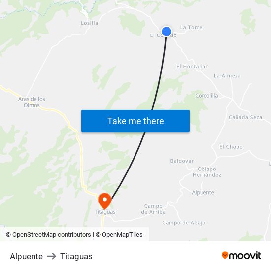 Alpuente to Titaguas map