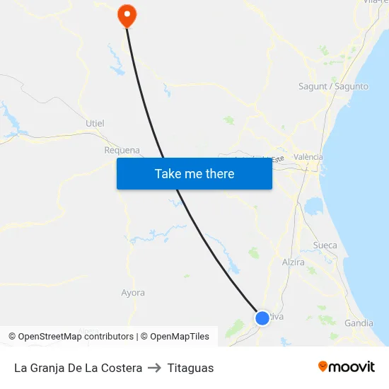 La Granja De La Costera to Titaguas map
