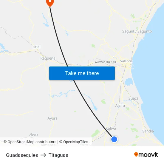 Guadasequies to Titaguas map