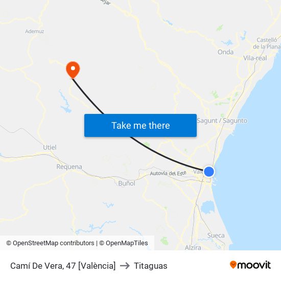 Camí De Vera, 47 [València] to Titaguas map