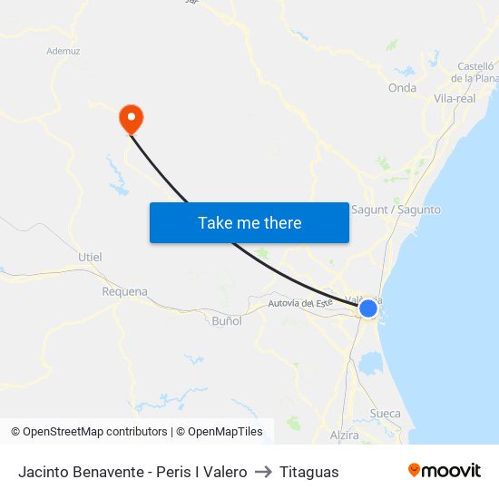 Jacinto Benavente - Peris I Valero to Titaguas map