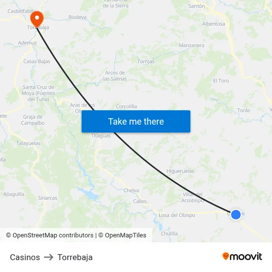 Casinos to Torrebaja map