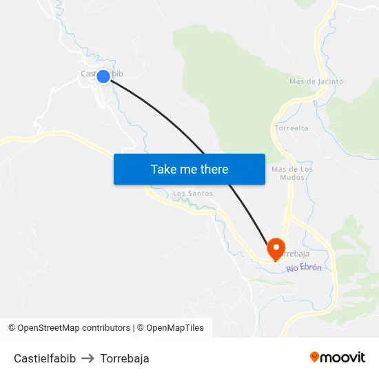 Castielfabib to Torrebaja map