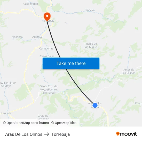 Aras De Los Olmos to Torrebaja map