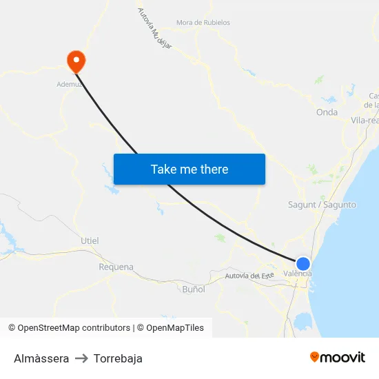 Almàssera to Torrebaja map