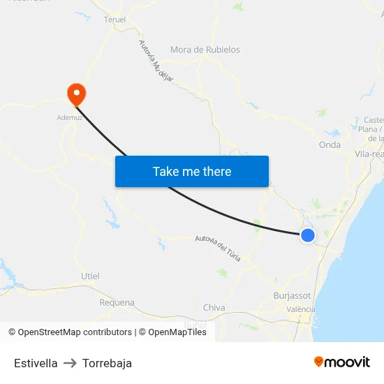 Estivella to Torrebaja map