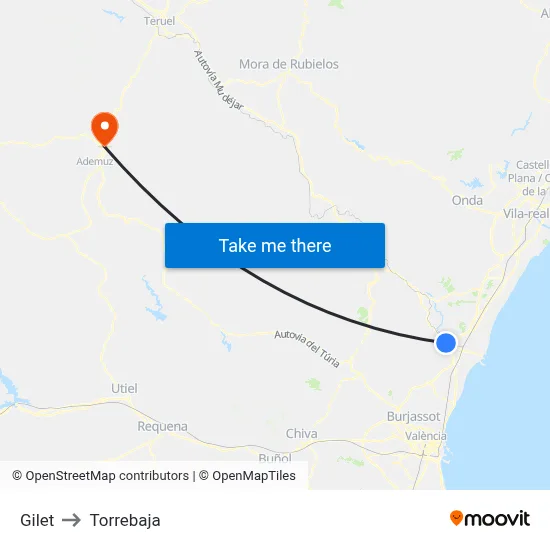 Gilet to Torrebaja map