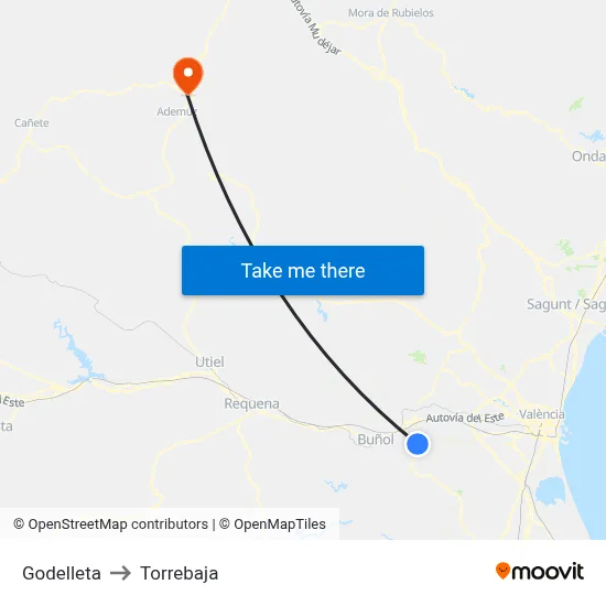 Godelleta to Torrebaja map