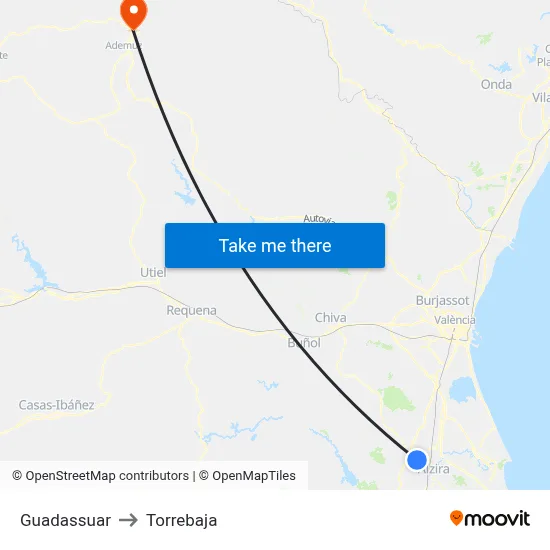 Guadassuar to Torrebaja map