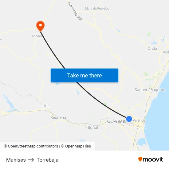 Manises to Torrebaja map