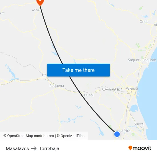 Masalavés to Torrebaja map