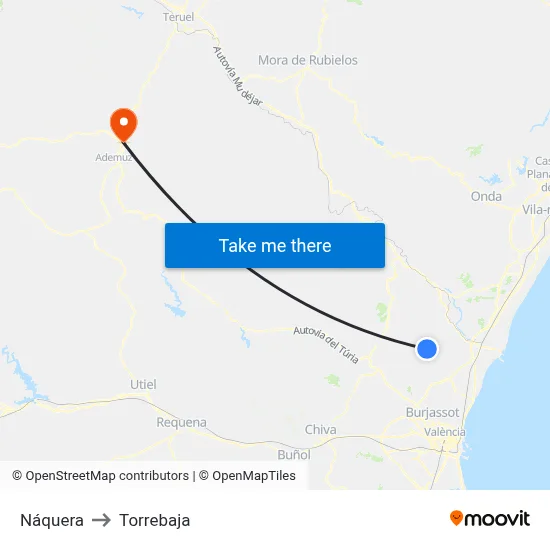 Náquera to Torrebaja map