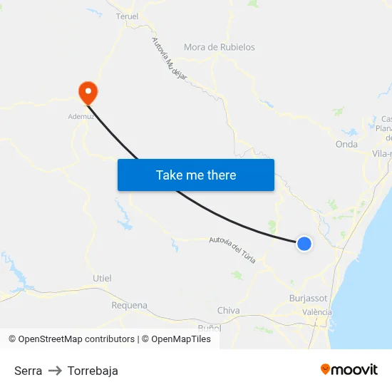 Serra to Torrebaja map