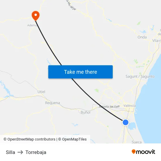 Silla to Torrebaja map