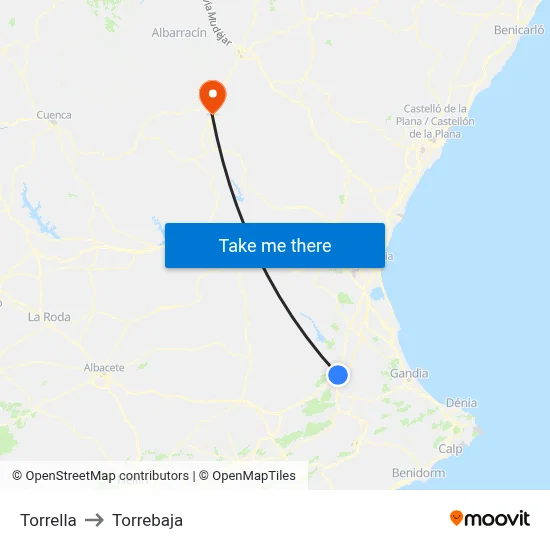 Torrella to Torrebaja map