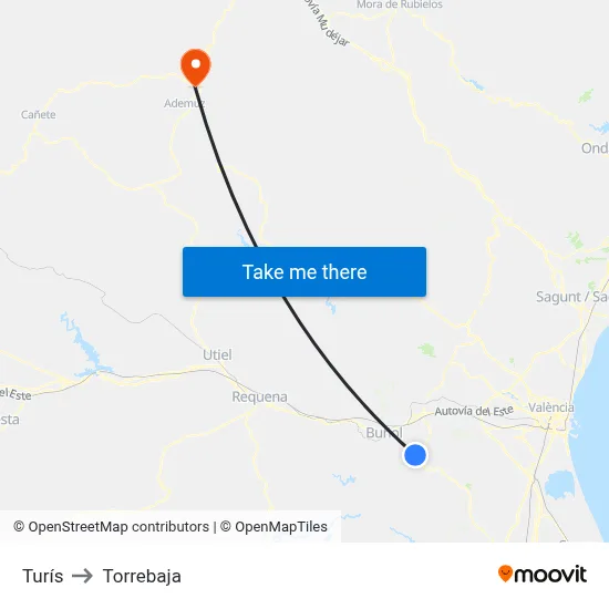 Turís to Torrebaja map